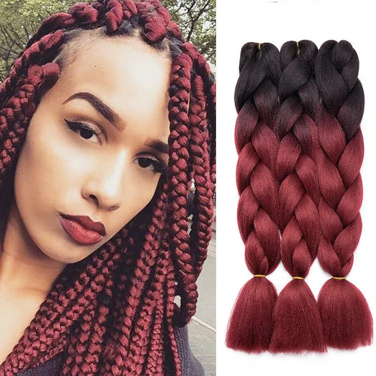 Wholesale Long Ombre Synthetic Braiding Hair Multiple Color Jumbo Braids Hair Extensions