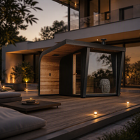 Cabine de sauna et douche intégrée pour jardin, en cèdre rouge naturel, maison de bien-être extérieure avec système de douche externe