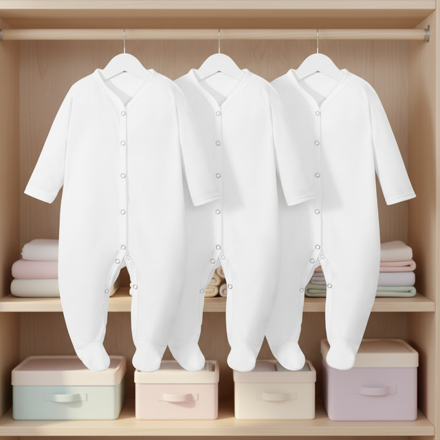 Baby Boy Girl Newborn Bodysuit Eco-friendly 100% Cotton Long Sleeve Snap Button Closure Footed Romper OEM ODM