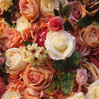 Panneau de fond en tissu 3D 5D personnalisé de 1*1m, tissu artificiel blanc, rose orange, pivoine, centre de table de mariage, décoration murale de graduation