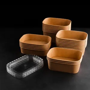 Wholesale Disposable Recycle Kraft Paper Lunch Box 500/650/750/1000ml Food Grade Container Packaging Brown Paper Takeaway Box