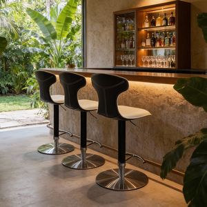 Outdoor Restaurant Commercial Swivel <b>Leather</b> <b>Bar</b> <b>Stool</b> with Metal Frame Adjustable Height Modern Design Chair - Product Image 1