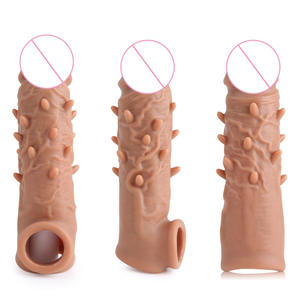 Realistische Penis verlängerung Cock Sleeve Wieder verwendbare Silikon Penis Ver größerer Verzögerung Kondome für Männer Dildo Enhancer Spielzeug - Product Image 2