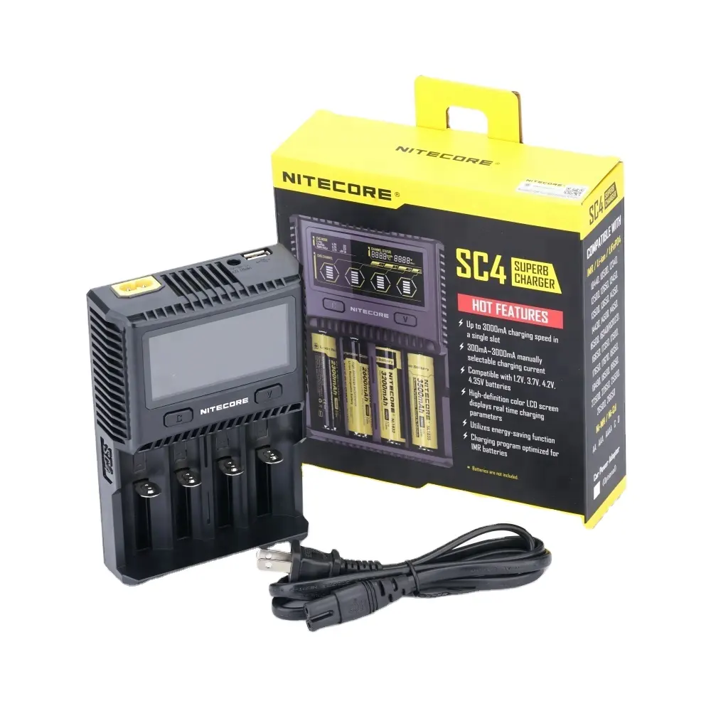 Nitecore SC4 Battery Charger USB 3A 40W Output Super Charger RoHS CE FCC CEC smart LCD Intellicharger charger