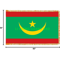 Drapeau de la Mauritanie personnalisé de haute qualité, bannière 3x5 pieds pour affichage intérieur et extérieur, pompon décoratif doré le plus vendu