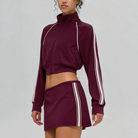 Ensemble de sport 2 pièces de haute qualité pour femmes, veste à col montant respirante avec fermeture éclair, jupe, vêtements de sport décontractés, vêtements de tennis