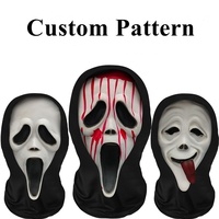 Masque de fantôme d'Halloween respirant, couvre-tête en maille élastique, accessoire de cosplay de fête, imprimé en 3D, cagoule intégrale, chapeau, couvre-chef