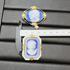 Bijoux de mode, agate naturelle sculptée, camée, broche, coquille, plaqué <span class=keywords><strong>or</strong></span>, argent sterling 925, <span class=keywords><strong>pendentif</strong></span> en pierre de gravure pour dames - Product Image 4