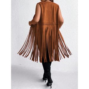 Gilet Western à Franges Grande Taille pour Femme FOXA, Style Cowgirl Vintage avec Pompons, Vêtement d'extérieur sans Manches - Product Image 2