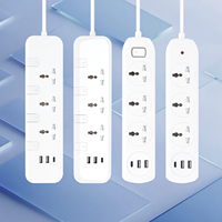 Rallonge électrique 240V 3m en plastique 10A 4 prises avec interrupteurs
