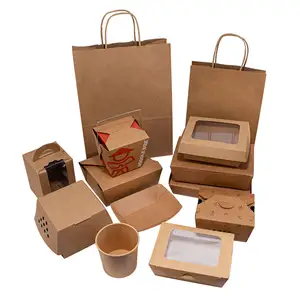 Wholesale Recycled Raw Material Rectangle Grease Proof Salad Fruit Lunch Takeaway Kraft Food Paper Box