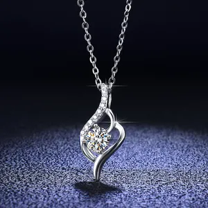 Customize Jewelry VVS D Color Moissnaite Necklace Solitaire 925 Sterling Silver Solitaire Economic Pendant Wholesale Prices