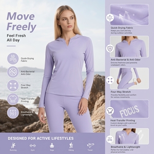 Sommer lässig Langarm T-Shirt für Damen Outdoor Fitness Training Schnellt rocknende benutzer definierte Spring Running Hood gedruckt - Product Image 3