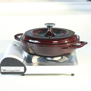 Qianleou Duke 26cm Marmite à fruits <span class=keywords><strong>de</strong></span> mer en émail, marmite en fonte, isolée avec couvercle, compatible avec <span class=keywords><strong>les</strong></span> plaques à induction - Product Image 1