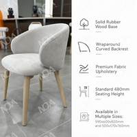 Chaise de salle à manger moderne avec dossier incurvé enveloppant, pieds en bois massif, fauteuil rembourré pour salon et salle à manger