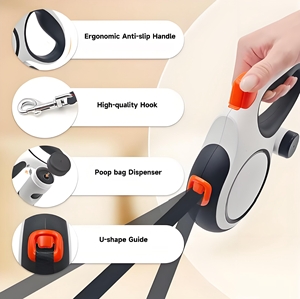 Correa Retráctil de Lujo de 5 Metros en Blanco/Negro, Diseño Moderno y Simple, con Dispensador de Bolsas para Excrementos, para Perros de hasta 50 kg, OEM ODM - Product Image 2