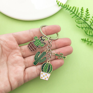 Cactus <b>Keychain</b> Zinc Alloy Irregular Shape Fashion Jewelry Accessory For Creative DIY Gifts - Product Image 2