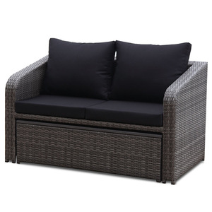 Conjunto de muebles pequeños de mimbre para Patio, sofá doble de jardín y mesa de centro de elevación, ahorrador de espacio - Product Image 6
