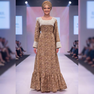 Robe longue de luxe en dentelle à imprimé floral, légère et respirante, pour femme, avec manches longues bouffantes, en rayonne, style ethnique, écologique - Product Image 6