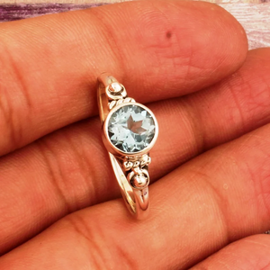 Bague de mariage en zircon de forme ronde, pierre facettée, feu de pierre, plaqué rhodium, argent sterling 925, faite à la main, unisexe, bague de fête - Product Image 3