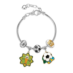 HS0108 Bracelets à thème football très tendance Europe-Amérique, bracelets football effet goutte d'<span class=keywords><strong>huile</strong></span>, bijoux en argent uniques et à la mode pour femmes - Product Image 6