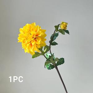 Fleur artificielle Dahlia verte haut de gamme en soie, à une ou deux têtes, pour accessoires de photographie, Thanksgiving, mariage, décoration intérieure - Vente en gros - Product Image 5