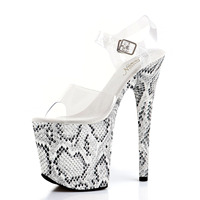 Sandales d'été sexy à plateforme imprimé léopard serpent de 20 cm, talons de 8 pouces, bout ouvert, pour pole dance, modèles de boîte de nuit, talons de strip-teaseuse