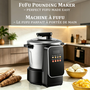 Máquina para Hacer Swallow <span class=keywords><strong>de</strong></span> 900W con Cocción Rápida, Olla Interior Desmontable <span class=keywords><strong>de</strong></span> Acero Inoxidable, para Preparar Banku, <span class=keywords><strong>Fufu</strong></span>, Ugali y <span class=keywords><strong>FuFu</strong></span> Africanos - Product Image 1