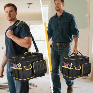 Custom16inch Tool <b>Bag</b> with Rigid Base, Removable Dividers, Heavy-duty Waterproof Tool <b>Tote</b> with Multiple Pockets for Power Tools - Product Image 6