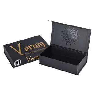 Lüks siyah özel Logo manyetik kapaklı karton hediye kutusu ambalaj kutusu Eva köpük ek