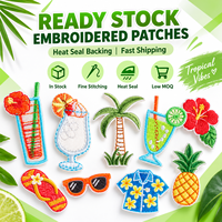 Patchs thermocollants brodés tropicaux en gros, en stock, pour vêtements, chapeaux, sacs, livraison rapide