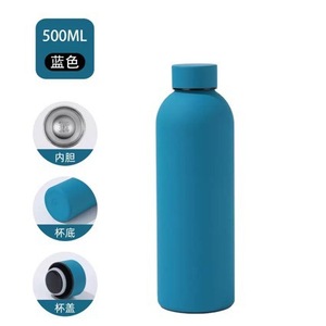 Bouteille d'eau isotherme en acier inoxydable 304 avec revêtement en caoutchouc de 500 ml, petite ouverture, bouteille d'eau de sport, portable pour voiture, isolée pour l'extérieur - Product Image 4