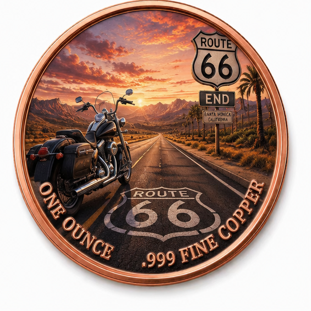 Personalized Pure Copper Commemorative Coin 1 Ounce Round Colorized UV Printing Highway Pattern for Collector Display