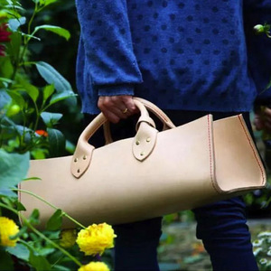 New Design Decoration Outdoor Flower Pot Holder Organizer Tool Bag Leather <strong>Trug</strong> <strong>Gardening</strong> Tools Flower Picking Storage Basket - Product Image 4