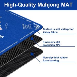 Tapis de mahjong américain en caoutchouc 31,5''x31,5'' avec règles, antidérapant, réduction du bruit, couverture de table de jeu pour le mahjong - Product Image 2
