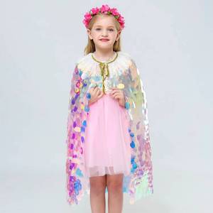 Capa de Princesa Sirena para Niñas con Lentejuelas Brillantes, Disfraz de Fantasía - Product Image 3
