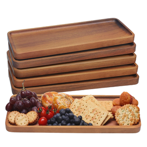 Tabla de queso pequeña rectangular moderna, bandejas y platos para servir de madera de acacia maciza, diseño pulido ecológico para fiestas - Product Image 5