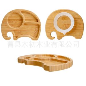 Assiette pour enfants en bois massif, plateau de cuisson fixe en silicone pour la maison, nourriture pour bébé, goûter, assiette à fruits. - Product Image 5