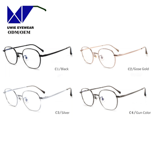 Monture complète classique bleue en titane, taille 46-18-145 pour verres progressifs |   Compatible <span class=keywords><strong>avec</strong></span> les verres multifocaux |   Lunettes <span class=keywords><strong>de</strong></span> vue unisexes pour adultes - Product Image 1