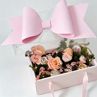 Caja de Regalo de Cartón Blanco con Ventana Transparente de PVC para Rosas Navideñas, Caja de Embalaje para Pasteles, Caja de Regalo con Lazo de Cinta, Venta al por Mayor