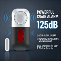 Alarme magnétique pour porte et fenêtre MEINOE 125 dB, capteur sonore ABS, avertissement de batterie faible, installation facile pour la maison, le bureau, le magasin