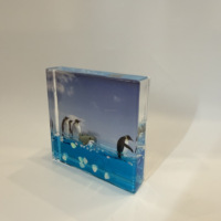 Cadre photo flottant en acrylique 4x4 pouces avec impression sérigraphique, décoration moderne, cadeau de vacances, souvenirs, figurines de requins et de poissons