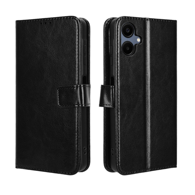 For Samsung Galaxy A06 Wallet Case, Black PU Leather Folio Flip Cover Card Cash Slots Stand Phone Case for Samsung Galaxy A06