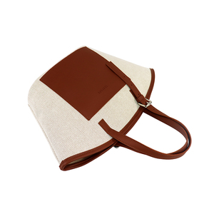 Sac fourre-tout décontracté en toile pour femme, avec poignées en toile robuste et coque en cuir PU, design tendance 2022 - Product Image 4
