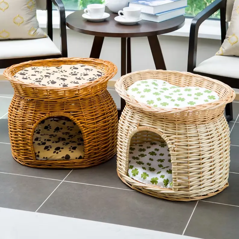 Rattan due livelli casa del gatto pet dog house quattro stagioni universale rimovibile e lavabile regali di natale regalo di natale