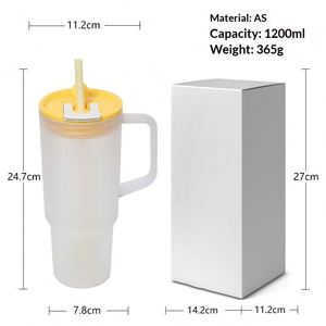 Gobelet en plastique de 40 oz avec poignée et paille, grande capacité, gobelet de voiture givré, tasse de voyage réutilisable, articles de boisson personnalisables avec logo, vente en gros - Product Image 4
