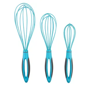 Whipping Egg And Cream Silicone Handle Hand Manual Stainless Steel Whisk Handheld Eggbeater