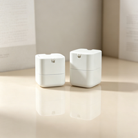 Pot à pompe sans air personnalisé avec logo, carré, blanc mat, pour baume nettoyant, sérum, beurre corporel, masque capillaire, luxe