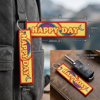 Llavero Rectangular Personalizado Tejido con Doble Cara, Etiqueta Bordada con Alfabeto, Parche de Tela Personalizado, Llavero con Diseño de Perro/Panda/Fruta