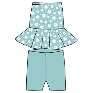 OEM/ODM Ensemble décontracté pour bébés filles, style Hawaï, avec haut tube sans manches en bambou/coton biologique et jupe à volants et short moulant, impression personnalisée, en promotion - Product Image 5